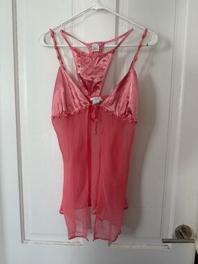 Opulence Sheer Pink Satin & Chiffon Chemise and Panty Set